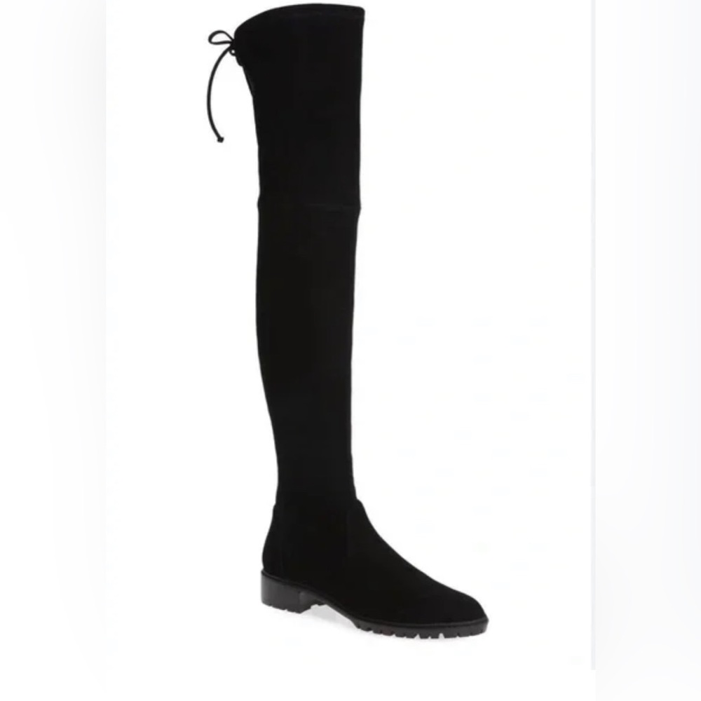 Stuart Weitzman 5050 City Suede OTK Boots Black Size 6 Over Knee Spain